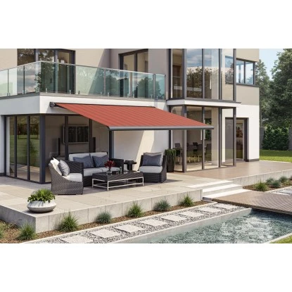 Wismar Kassettenmarkise Anthrazit Mit E-Motor 450 X 150 Cm Stoff Bordeaux 5 Wismar Kassettenmarkise Anthrazit Mit E-Motor 450 X 150 Cm Stoff Bordeaux – Bild 3