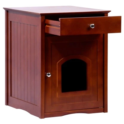 Design Katzenschrank Mit Schublade 52 X 48 X 63 Cm Braun 4 Design Katzenschrank Mit Schublade 52 X 48 X 63 Cm Braun – Bild 2